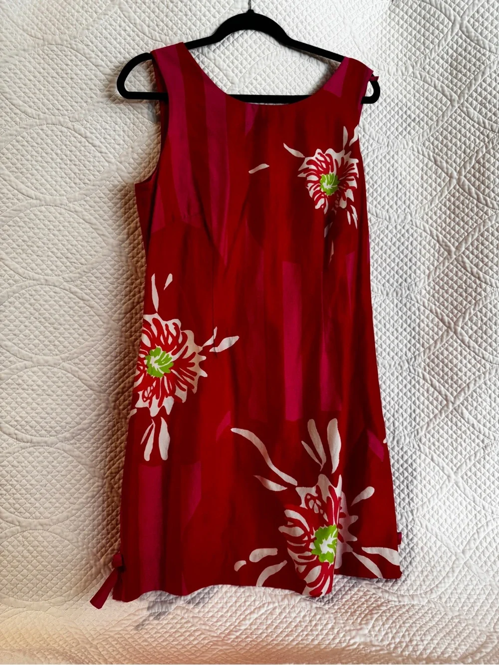 Lilly Pulitzer Red Pink Floral Shift Dress Womens Size 12 Sleeveless Resort